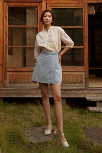 Weston Denim Skorts in Light Wash