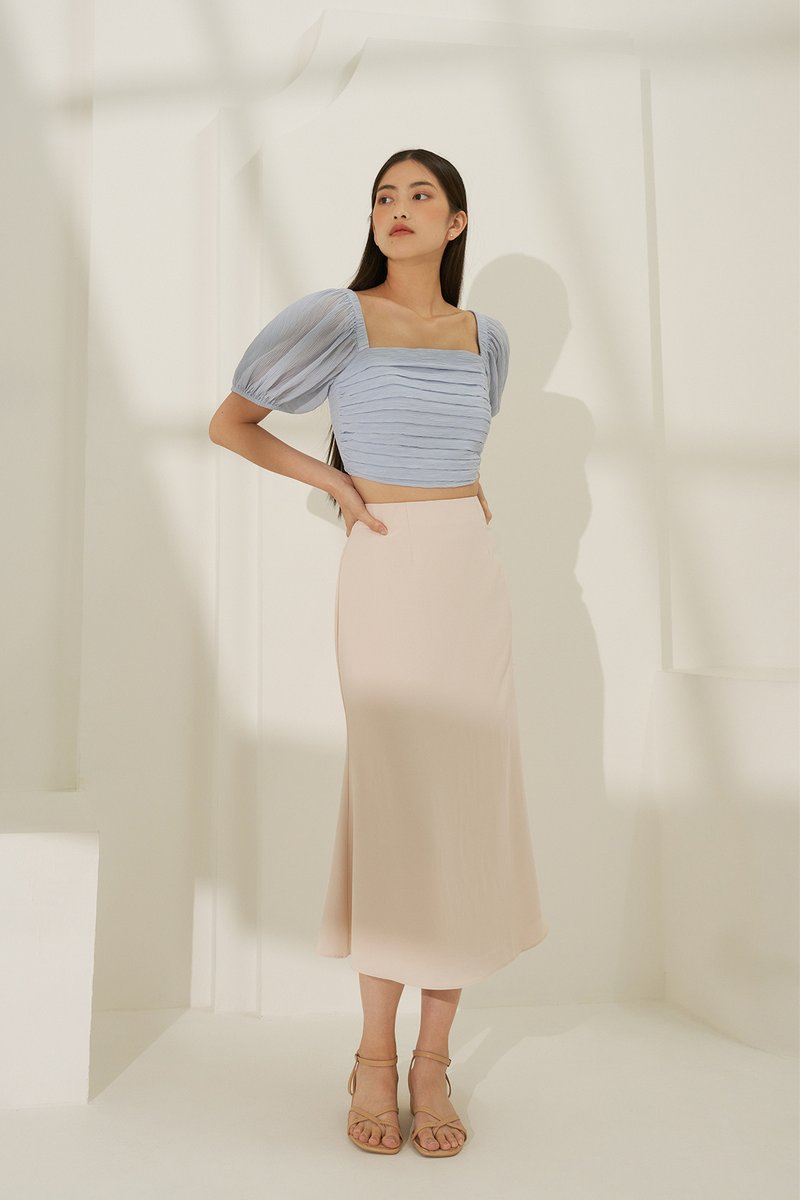 Reverie Textured Pleated Crop Top