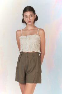 Ryann Linen Shorts in Hojicha