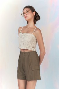 Ryann Linen Shorts in Hojicha