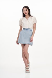 Weston Denim Skorts in Light Wash