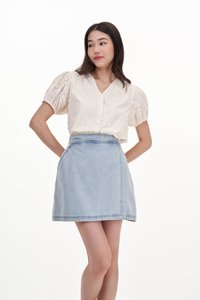 Weston Denim Skorts in Light Wash