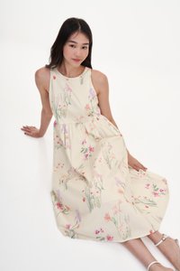 Audrey Sleeveless Midi Dress in Blossoms Reverie