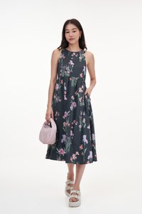 Audrey Sleeveless Midi Dress in Blossoms Reverie