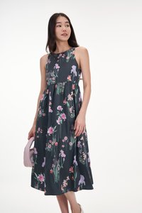 Audrey Sleeveless Midi Dress in Blossoms Reverie