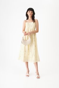 Ayaka Embroidered Babydoll Dress in Yellow