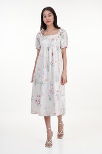 Cornelia Square Neck Babydoll Dress in Blossoms Reverie