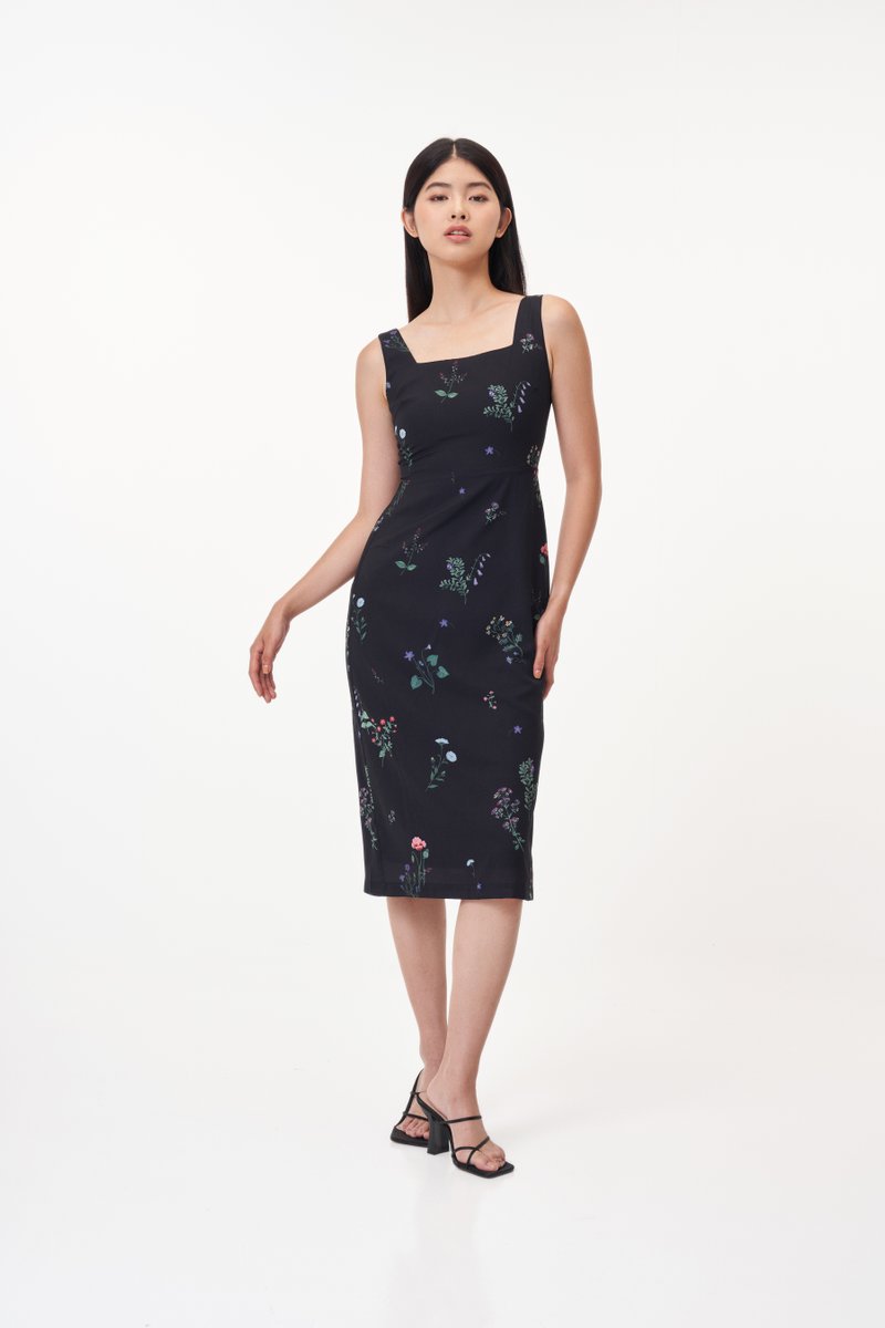 Elina Floral Square Neck Dress