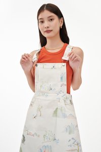 Jaylin Denim Dungaree Dress in Paradise Dreams in White