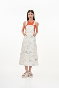 Jaylin Denim Dungaree Dress in Paradise Dreams in White