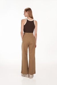 Paul Contrast Piping Crop Racerback Tank Top in Walnut