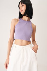 Paul Crop Racerback Tank Top in Lavender