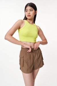 Paul Crop Racerback Tank Top in Lime