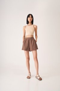 Paul Crop Racerback Tank Top in Nude