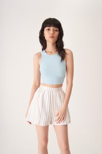 Paul Crop Racerback Tank Top in Sky Blue