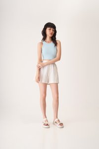 Paul Crop Racerback Tank Top in Sky Blue