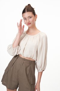 Ryann Linen Top in Oat