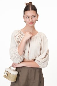 Ryann Linen Top in Oat