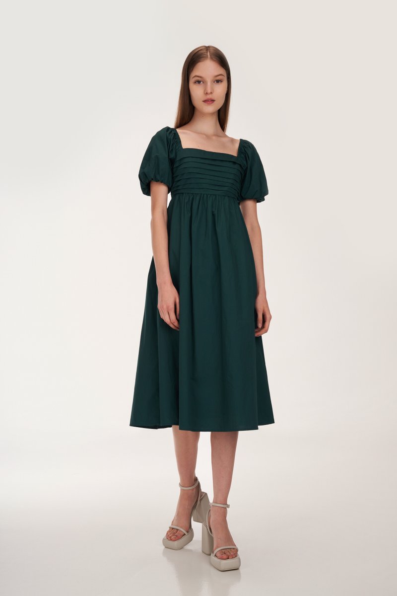 Vienna Pleated Babydoll Midi Dress